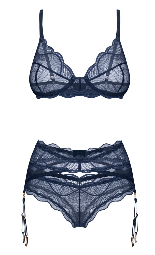 3 Delt Lingeri Sæt "Nightly Blue" - Sensuel Elegance