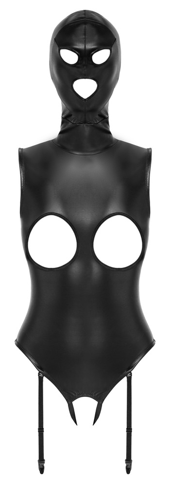 Bad Kitty Ouvert Body med Maske og Aftagelige Seler