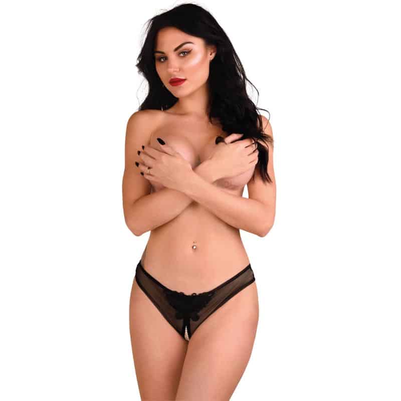 Indra Bundløs G Streng Sort   S M fra Daring Intimates