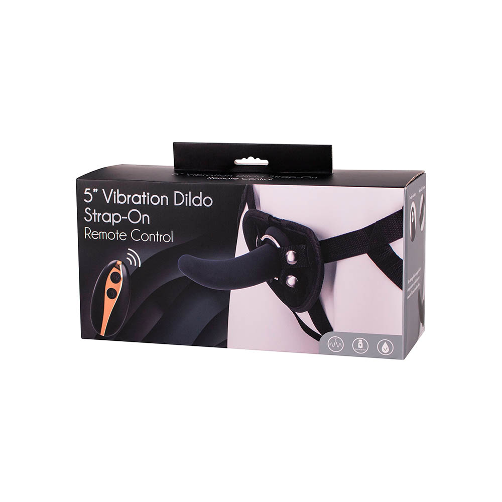 Sort Dildo Strap On Med Vibrator 13 Cm fra Seven Creations