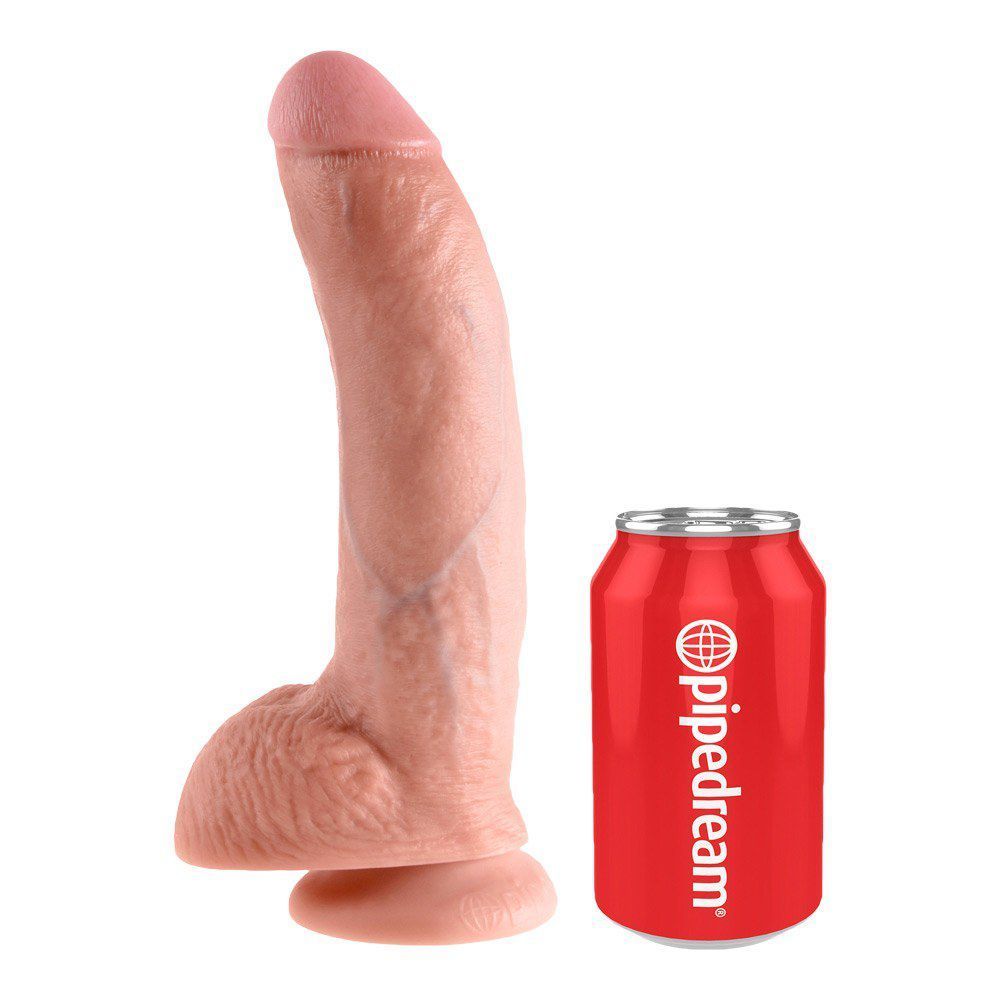 23cm Cock With Balls Realistisk Dildo   Lys Hudfarve fra King Cock