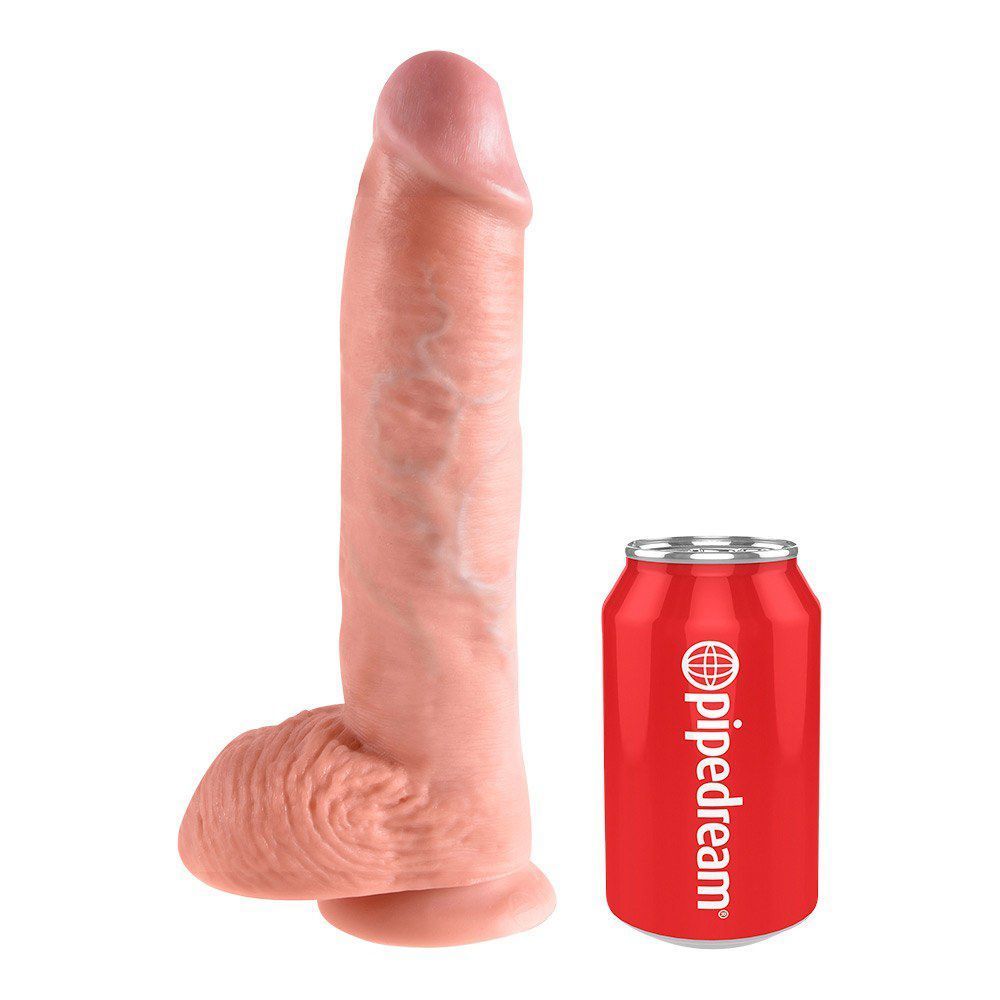 25cm Cock With Balls Realistisk Dildo   Lys Hudfarve fra King Cock