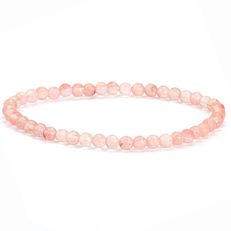 Armbånd Kirsbær Kvarts   4mm fra Smykker I Pink/ Lyserød»