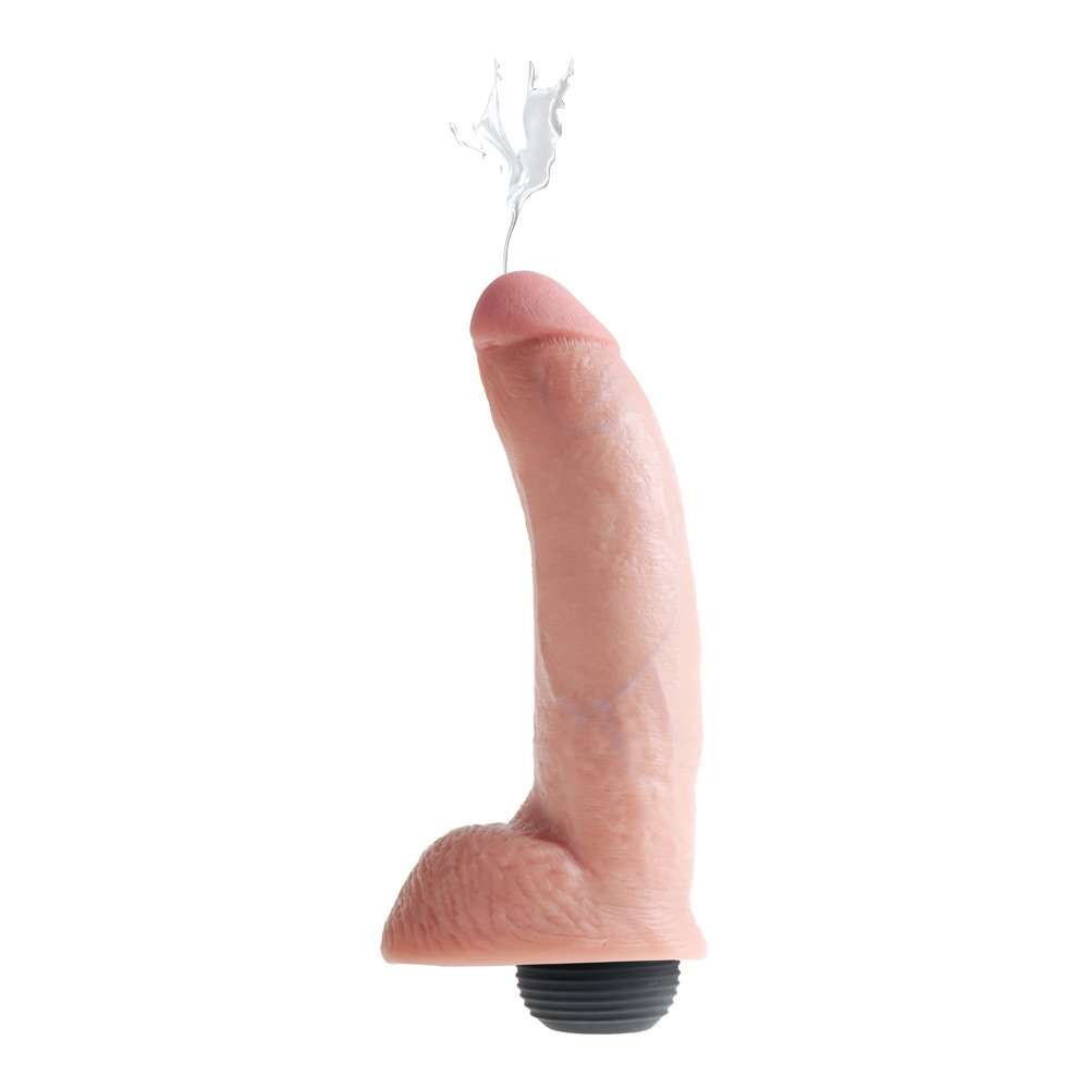 Squirting Cock 9â Sprøjte Dildo M Testikler   Lys Hudfarve fra King Cock
