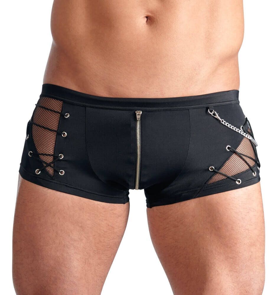 Maskuline Boxershorts med Lynlås og Kæde – Sort Stilfuld