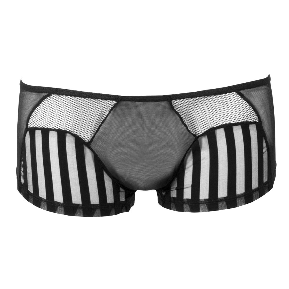 Kort Netboksershorts Med Striber Sort   S fra Svenjoyment