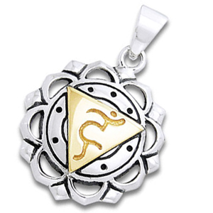 Vishuddahalschakra Sølv Vedhæng - Spirituelt Smykke 31mm