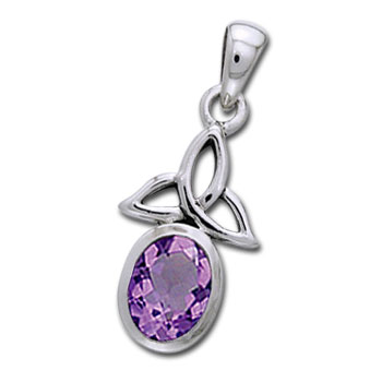 Vedhæng Med Triquetra   Treenighedssymbolet Og Lilla Ametyst   24mm   U Kæde fra Smykker I Lilla »