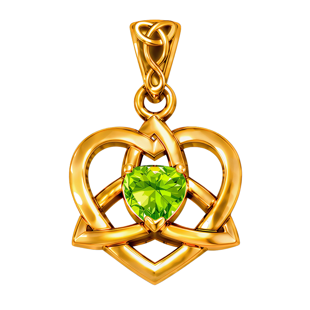 Vedhæng Keltisk Hjerte   Treenighedssymbolet Med Peridot   26mm   U Kæde fra Smykker I Grøn »
