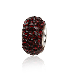Charm Led med Røde Swarovski Krystaller i Sølv