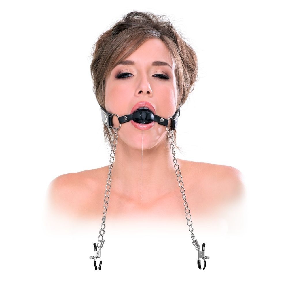Deluxe Gag & Brystvorteklemmer fra Pipedream