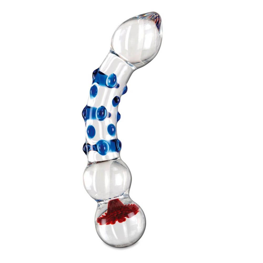 No 18   Glas Dildo Med Nupper fra Icicles