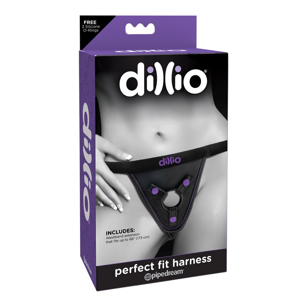 Dillio Perfect Fit Harness     Strap On Harness Sort Og Lilla fra Fantasy X-tension