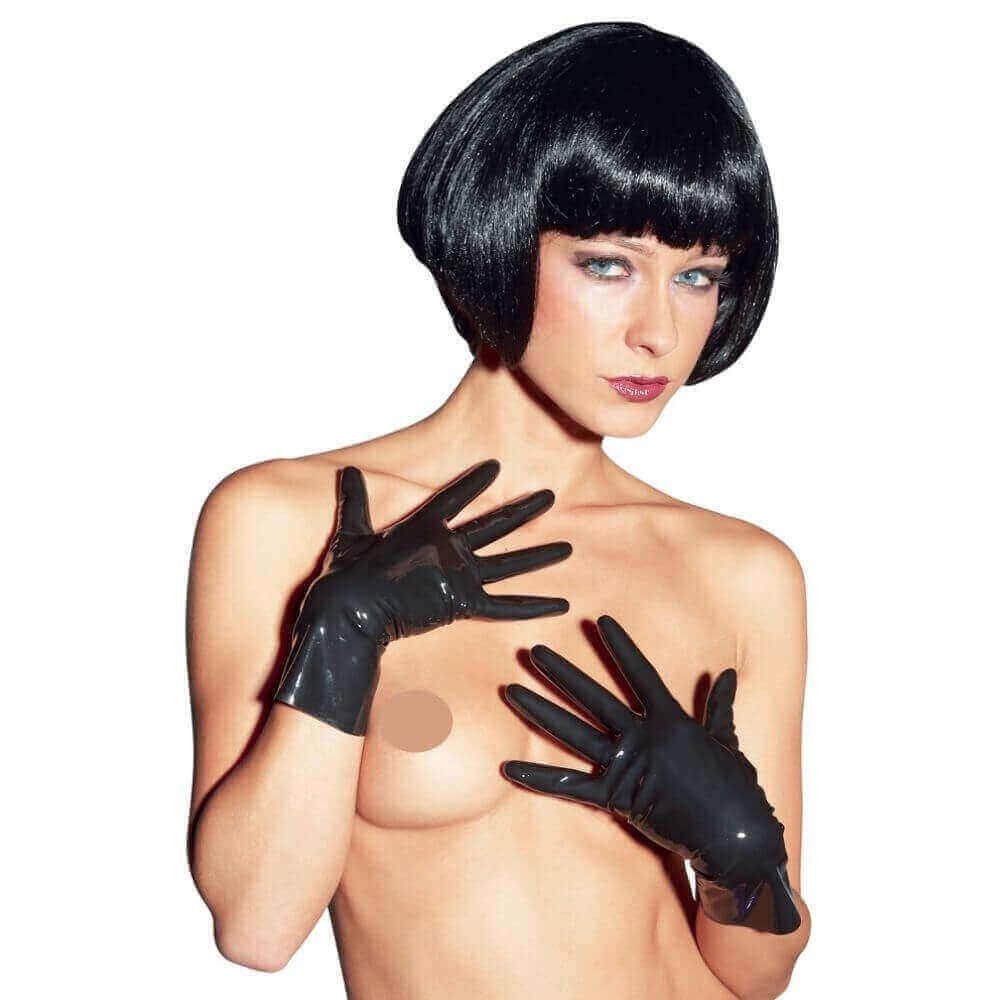 Sorte Latex Handsker Korte S fra Late X