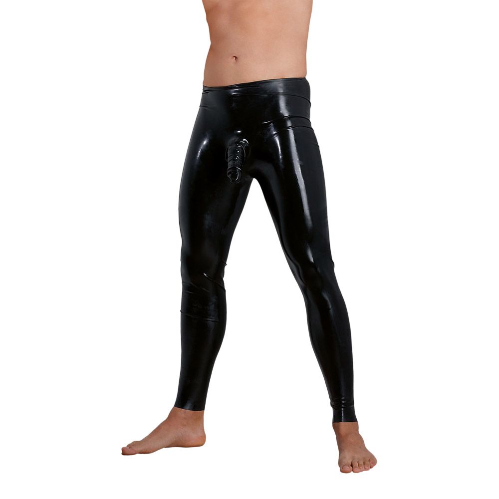 Erotiske Latex Bukser med Penis Sleeve - Sort Forførelse