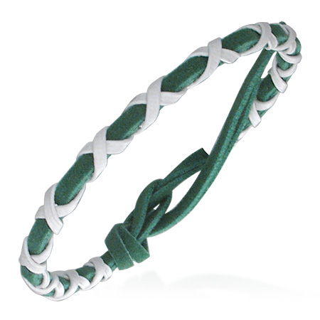 Justerbart grønt og hvidt læderarmbånd fra Smykker I Grøn
