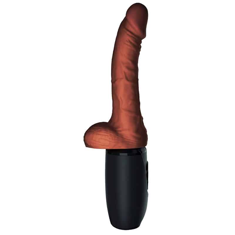 â® Plus Thrusting Dildo Med Kugler Og Varme 19 Cm Brun fra King Cock