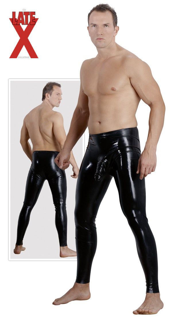 Latex Bukser med Penis Sleeve - Sort, Anatomisk Design