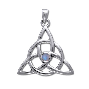 Triquetra Vedhæng med Månesten i 925 Sterling Sølv