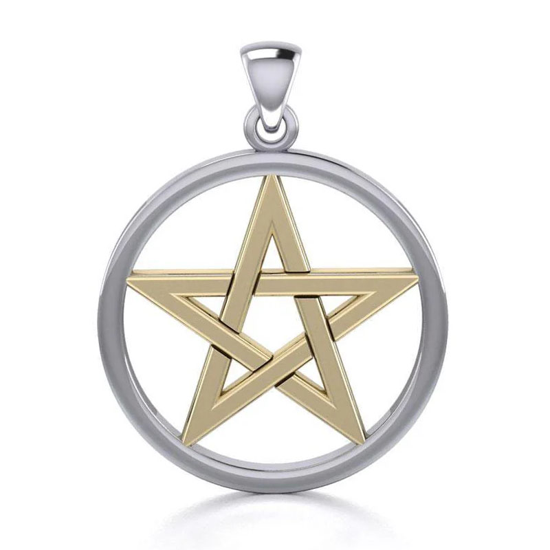 Pentagram Vedhæng i Sølv med Guld Forgyldning 37mm