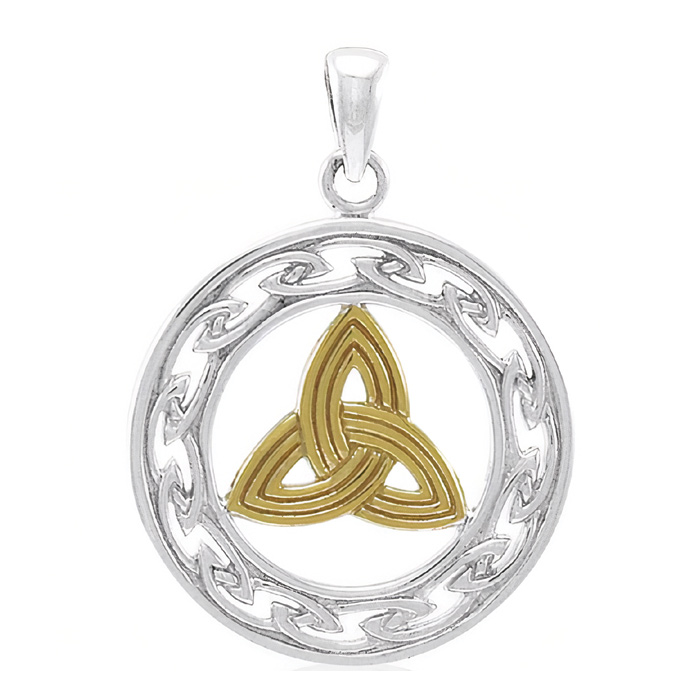 Triquetra Sølv Vedhæng med Guld - 34mm Tilbud!