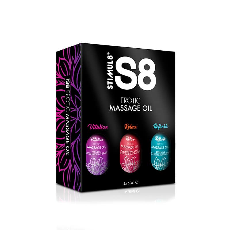Stimul8 Massageolie Box fra S8