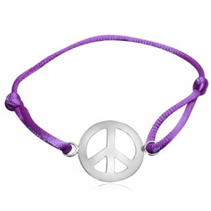 Justerbart Armbånd med Peacetegn i Sølv - Smykker I Lilla