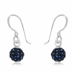 Sølv øreringe med blå Swarovski krystaller - 22mm