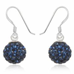 Sølv øreringe med blå Swarovski krystaller - 24mm par