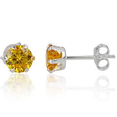 ørestikker Med Gul Zirkonia   ø6mm   Pr Par fra Smykker I Gul »