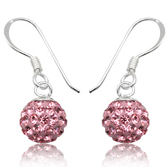 Swarovski Krystal Øreringe i Sølv - Pink/Lyserød 21mm