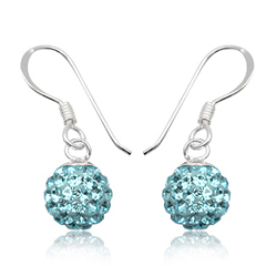 Sølv øreringe med blå Swarovski krystaller - 24mm par