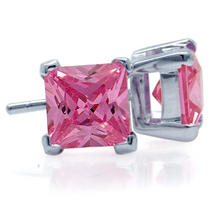 Flotte sølv ørestikker med pink zirkonia - øreringe tilbud!