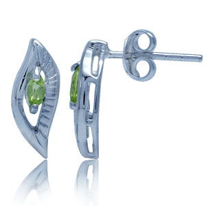 Sølv ørestikker med Peridot - Elegant bladformet design