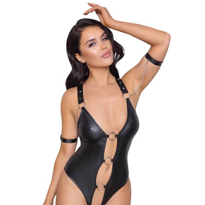 Bondage Liva Bundløs Bodystocking Wetlook   S fra Cottelli
