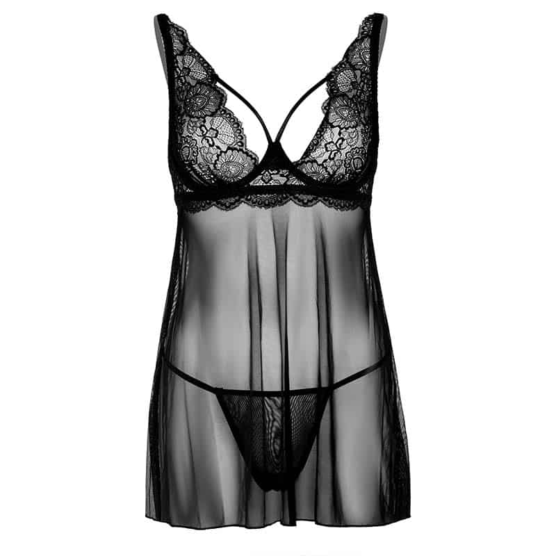 Lilly Babydoll Sort   S M fra Daring Intimates