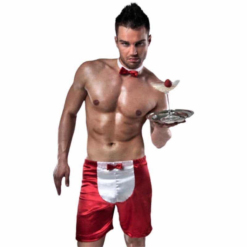 The Waiter Boksershorts Rød Og Hvid   S M fra Passion