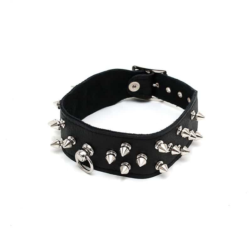 Bondage Play Læder Halsbånd Med Spikes   S M fra Rimba